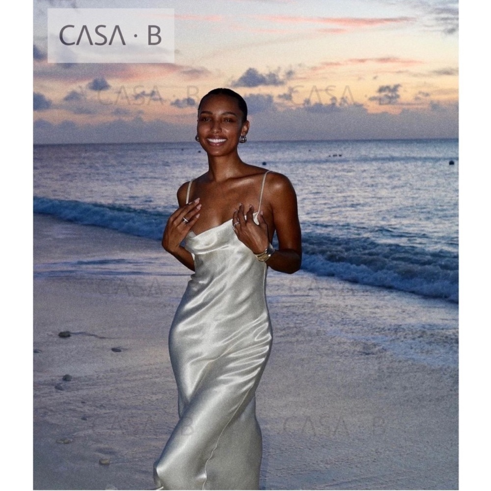 NEW to CASA B💫| Adrienne Pearl White Satin Backless Long Maxi Slip Dress